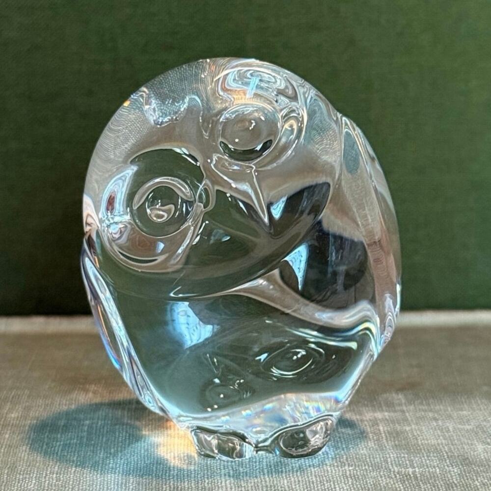 Signed Steuben Crystal Owl • 2.25” • MCM Decor